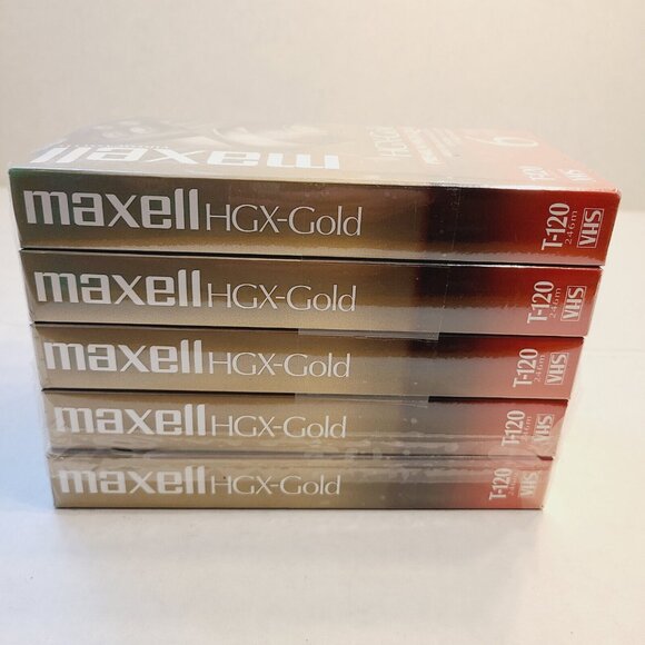 MAXELL HGX-Gold Premium High Grade T-120 6 Hour Blank VHS Tapes 5 Pack - Picture 1 of 5